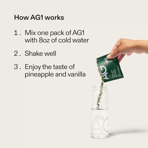 AG1 Multivitamin for Men & Women, Greens Powder Supplement, Probiotic, Gluten Free, Vegan and Keto Friendly, 75 Vitamins, Boost Gut Health (Athletic Greens), 30 Travel Packs & Shaker, Classic Formula - Image 9
