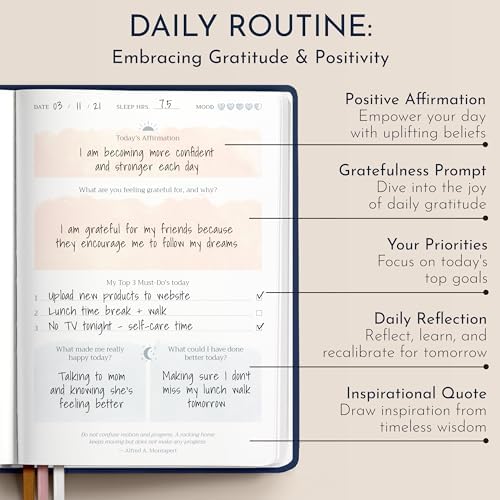 RYVE Daily Journal for Women – 6-Month Guided Gratitude Journal with Prompts, Affirmations, Mindfulness, Self-Reflection & Self-Care - Image 4