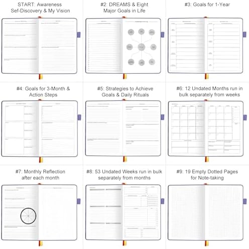 Undated Luxurious Weekly & Monthly Planner to Increase Productivity Hit Your Goals, Organizer Notebook Gratitude Journal Time Management Start Anytime, A5, Lasts 1 Year - Image 5