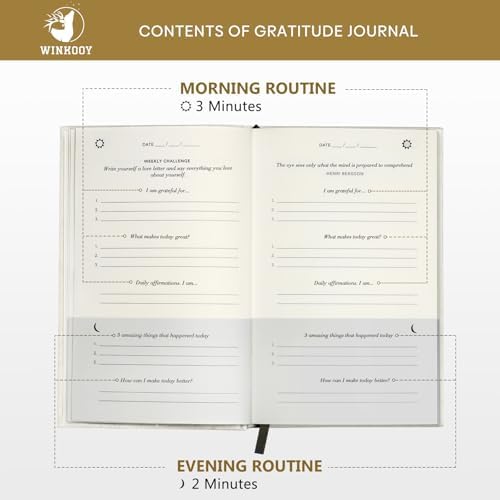 The Gratitude Journal with Gift Box - Get More Happiness, Optimism, Affirmation, Productivity & Self Care, Undated Daily Journal for Women Men, Hardcover, Beige - Image 3