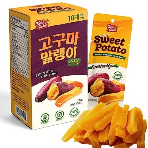 Dried Sweet potato Korean Snacks (10 Packs) Glueten Free Pre Workout Healthy Foods, Diet Foods/Natrural 100% Snacks for Golf, Travel and Wild Activity/Unsweetened 고구마 말랭이