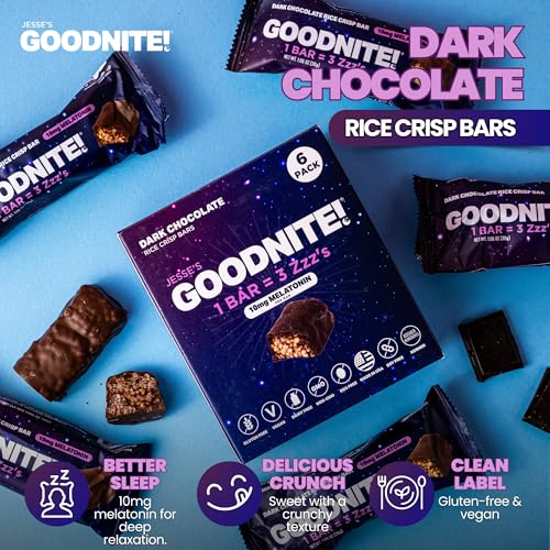 GOODNITE! Sleep Bars – Proprietary Blend with 10mg Melatonin & L-Theanine – Vegan, Gluten-Free, Kosher – Dark Chocolate Protein Snack for Restful Sleep a good night of rest. – 6 Pack - Image 2