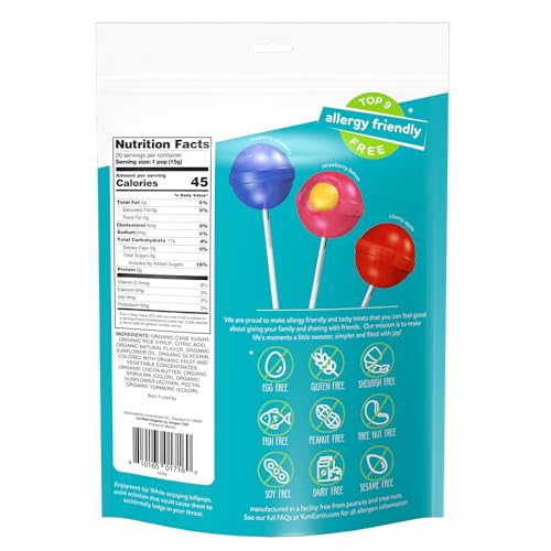 YumEarth Organic Duo Pops, Lollipops with Fruit Chew Centers - Allergy Friendly (Top 9 Free), No Artificial Dyes or Flavors, Non GMO, Gluten Free, Vegan Candy Snacks - 20 Individually Wrapped Pops - Image 2