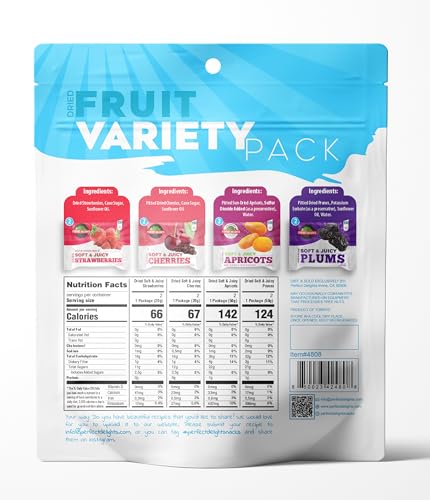 Perfect Delights Multipack Sun-Dried Fruits, Vegan, Healthy Snack Packs, Dried Fruits On-the-Go, Variety Fruit Pack For Kids & Adults, Apricots, Plums, Sour Cherries, Strawberries (8 Pack/ 2 of Each) - Image 2