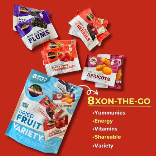 Perfect Delights Multipack Sun-Dried Fruits, Vegan, Healthy Snack Packs, Dried Fruits On-the-Go, Variety Fruit Pack For Kids & Adults, Apricots, Plums, Sour Cherries, Strawberries (8 Pack/ 2 of Each) - Image 5