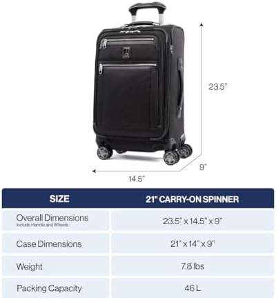 Travelpro Platinum Elite Softside Expandable Carry on Luggage, 8 Wheel Spinner Suitcase, USB Port, Suiter, Men and Women, True Navy Blue, Carry On 21-Inch - Image 6