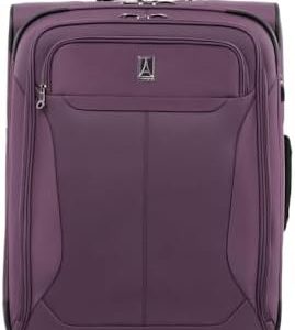 Travelpro Tourlite Softside 25" Expandable Luggage with 4 Spinner Wheels, Lightweight Suitcase, Checked Medium, Deep Purple