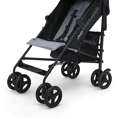 Jeep AdventureGlyde Stroller by Delta Children - Lightweight Travel Stroller with Smoothest Ride & Compact Fold, 3-Position Recline, Extra Large Storage Basket, Black/Grey - Image 10