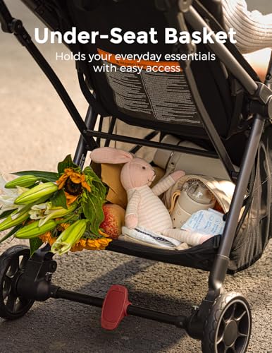 Momcozy ClickGo Lightweight Stroller, Compact Travel Stroller for Airplane with One-Click Fold, Baby Stroller and Toddler Stroller with Large Canopy for Kids from 0 Months, Extendable UPF50+ Canopy - Image 7