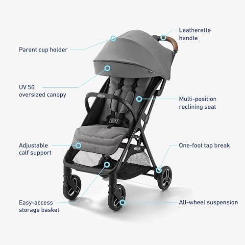 Graco Ready2Jet Compact Stroller – Overhead Friendly Compact Travel Stroller with Automatic Fold, Kingston - Image 6