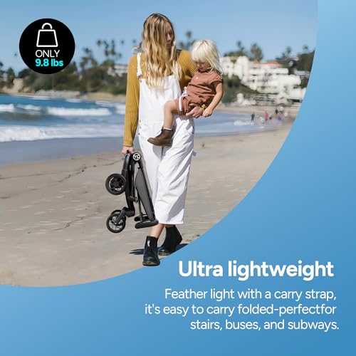 Mompush Jeto Lightweight Travel Stroller – 9.8 lbs Ultra-Compact, One-Hand Fold, Airplane Cabin Approved, All-Terrain Wheels, Smooth Ride for Toddlers, Perfect for Travel & Daily Use - Image 4