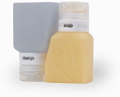 Gravel Travel Bottles 3oz (2-Pack) – Leakproof, BPA-Free, TSA Approved with Label System (Honey & Glacier)