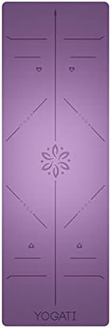 YOGATI® Non Slip Yoga Mat with Alignment Lines. Home Workout Mat for Women, Men and Kids. Thick Yoga Mats with Strap for Pilates and Fitness. - Image 2