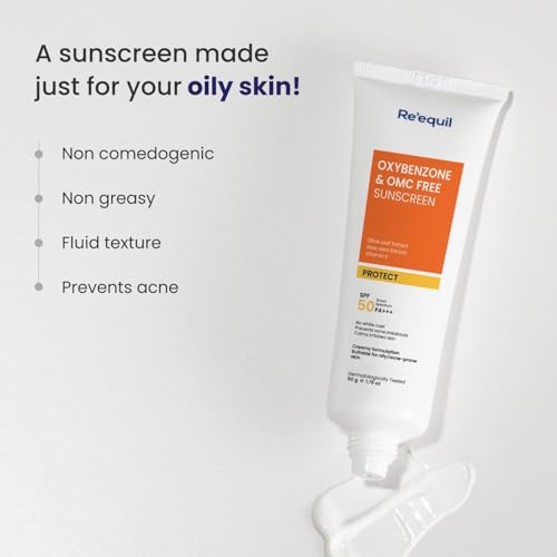 Requil's Oxybenzone, OMC Free Sunscreen for Oily, Sensitive, Acne Prone Skin, SPF 50 PA+++, No White Cast, 50g, Pack of 2 - Image 2