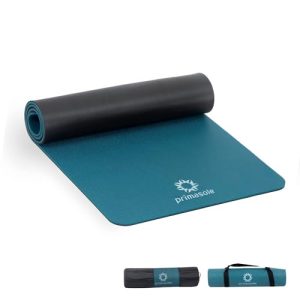 PER Eco-Friendly 2-Color Yoga Mat (0.4") - Secure Grip for Yoga, Pilates, Gym, Tear-Resistant, Portable w/Strap & Bag, 68x24" Forest Green/Black, All Levels,Easy to Clean