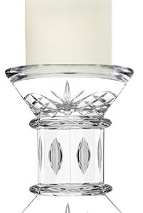 Godinger Pillar Candle and Candleholder Set, Candlestick Holder, Crystal Candle Stand, Candle Holders, Includes Pillar Candle - Dublin Collection