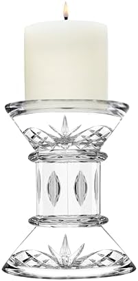 Godinger Pillar Candle and Candleholder Set, Candlestick Holder, Crystal Candle Stand, Candle Holders, Includes Pillar Candle - Dublin Collection