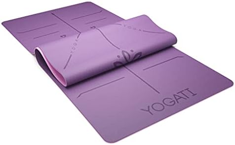 YOGATI® Non Slip Yoga Mat with Alignment Lines. Home Workout Mat for Women, Men and Kids. Thick Yoga Mats with Strap for Pilates and Fitness. - Image 3