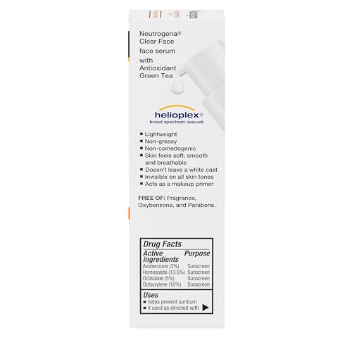 Neutrogena Clear Face Serum Sunscreen with Green Tea, Broad Spectrum SPF 60, Non-Comedogenic Face Sunscreen for Lightweight UVA/UVB Protection, Oxybenzone- & Fragrance-Free, 1.7 fl. oz - Image 8