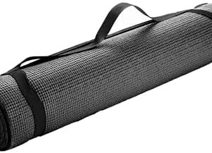 Mind Reader YOGAPVC-BLK All Purpose Extra Thick Yoga Fitness & Exercise Mats with Carrying Strap, High Density Anti-Tear