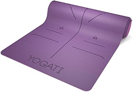 YOGATI® Non Slip Yoga Mat with Alignment Lines. Home Workout Mat for Women, Men and Kids. Thick Yoga Mats with Strap for Pilates and Fitness. - Image 9
