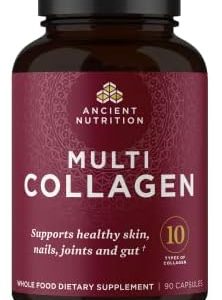 Ancient Nutrition Collagen Peptides Pills, Hydrolyzed Multi Collagen Supplement, Types I, II, II, V & X, Supports Healthy Skin and Nails, Gut Health and Joints, 90 Capsules
