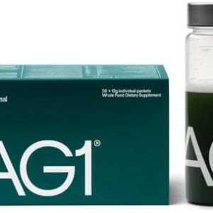 AG1 Multivitamin for Men & Women, Greens Powder Supplement, Probiotic, Gluten Free, Vegan and Keto Friendly, 75 Vitamins, Boost Gut Health (Athletic Greens), 30 Travel Packs & Shaker, Classic Formula