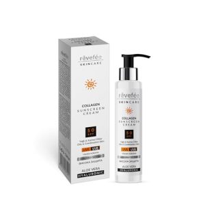 Aloe Vera, Collagen, Hyaluronic, Zinc Oxide, for oily and combination skin Sunscreen Cream, Water Resistant, Ultra-Violet Protection, Broad Spectrum SPF 50 Face and Body Lotion 4.23 fl. Oz.