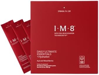IM8 Daily Ultimate Essentials All-in-One Multivitamin Supplement, 92 Nutrient Rich Ingredients CoQ10, Probiotics, Vitamins, Greens, Gluten Free, Vegan, Acai Mixed Berry (30 Servings, Travel Packs)