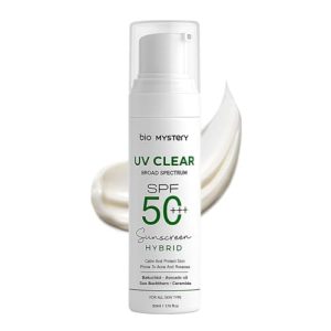 Clear Face Sunscreen Lotion for Acne-Prone Skin | Hybrid Broad Spectrum SPF 50+++ | Lightweight, Non-Greasy & Matte Finish | Daily Facial Sunscreen Oily & Sensitive Skin | 50ml / 1.76 floz
