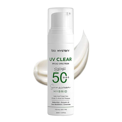 Clear Face Sunscreen Lotion for Acne-Prone Skin | Hybrid Broad Spectrum SPF 50+++ | Lightweight, Non-Greasy & Matte Finish | Daily Facial Sunscreen Oily & Sensitive Skin | 50ml / 1.76 floz