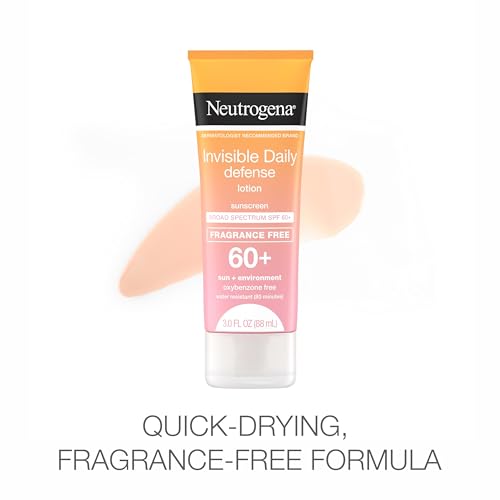 Neutrogena Invisible Daily Defense Fragrance-Free Sunscreen Lotion, Broad Spectrum SPF 60+, Oxybenzone-Free & Water-Resistant, Sun & Environmental Aggressor Protection, 3.0 fl. oz - Image 2