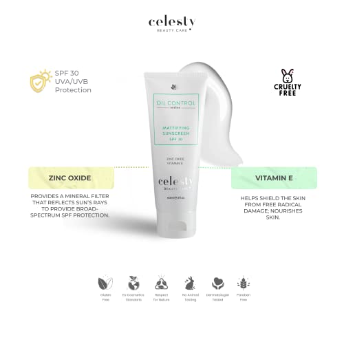 Clesty Beauty Oil-Control Sunscreen SPF 30 – Lightweight, Non-Greasy Sunscreen for Oily Skin, 2 oz Matte Moisturizing Cream with Broad Spectrum UVA And UVB Beauty Sun Protection - Image 2