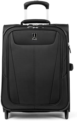 Travelpro Maxlite 5 Softside Expandable Upright 2 Wheel Carry on Luggage, Lightweight Suitcase, Men and Women, Black, Carry On 20-Inch