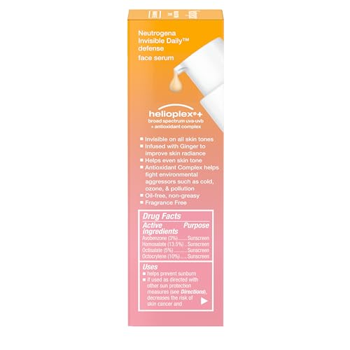 Neutrogena Invisible Daily Defense Broad Spectrum SPF 60, Antioxidants for Skin Glow, Hydrating Face Sunscreen Serum, Water Resistant (80 minutes), Oil-Free, Fragrance Free, Non Comedogenic, 1.7 Fl Oz - Image 8