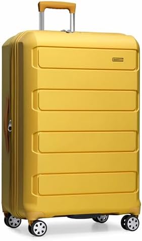 Traveler's Choice Pagosa Indestructible Hardshell Expandable Spinner Luggage, Yellow, 30" Large