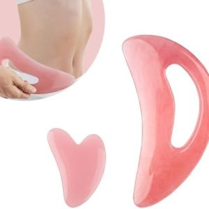 Body Gua Sha Tool Cellulite Guasha Tool for Body Large Body Massage Tools (Natural Resin) Lymphatic Drainage Tool Guasha Tool for Face，Back, Legs, Women's Body Shaping Tools (Pink)