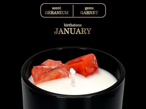 GemFire Organic Scented Crystal Candle - Garnet Gemstone, January Birthstone Gift - Capricorn or Aquarius Zodiac Sign - Natural Soy Wax & Beeswax - Long-Burn for Aromatherapy, Meditation, Relaxation - Image 3