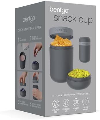 Bentgo Snack Cup - Reusable Snack Container with Leak-Proof Design, Toppings Compartment, and Dual-Sealing Lid, Portable & Lightweight for Work, Travel, Gym - Dishwasher Safe (Dark Gray) - Image 7