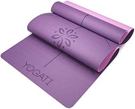 YOGATI® Non Slip Yoga Mat with Alignment Lines. Home Workout Mat for Women, Men and Kids. Thick Yoga Mats with Strap for Pilates and Fitness. - Image 7