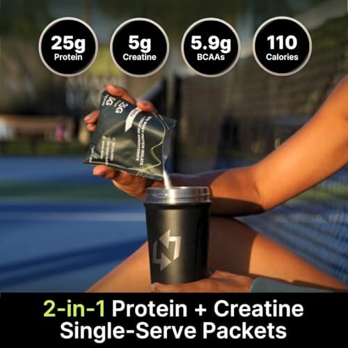 Travel Whey Protein Isolate Packets – Single-Serve Protein Powder – 25g Protein + 5g Creatine – Vanilla (15-Pack) - Image 2