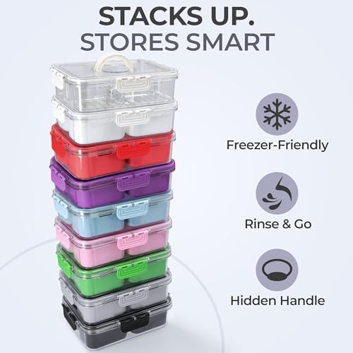 Snackle Box Container with Lid- Travel Charcuterie Box with Handle - Organizer for Candy, Fruit, Nuts, Veggies, Snacks, Beach Essentials, Portable Lunch Box (Grey, Small) - Image 7