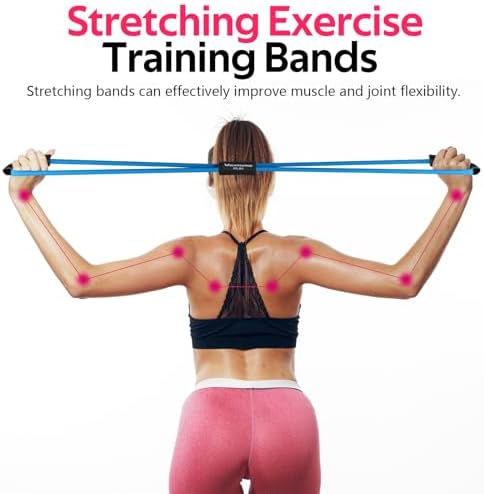RENRANRING Figure 8 Fitness Resistance Bands with Handles - Exercise Tube Band Set of 3 for Arm and Shoulder Stretch, Rope 8 Word Elastic for Women and Men - Image 4