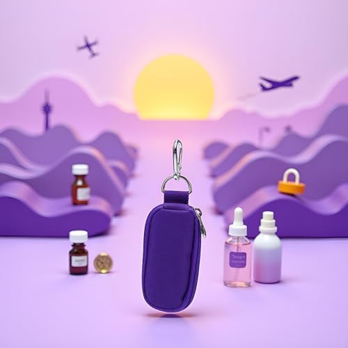 1Pc Purple (Without Bottle) Portable Small Essential Oils Keychain Pouch Kit for 5/10/15ml Carrying Travel Bag for Oil Bottles Travel Cases Tools and Accessories - Image 3