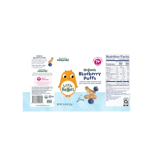 Little Bellies Organic Blueberry Puffs Baby Snack (Pack of 18 x 0.42 oz Individual Packs) - Image 7