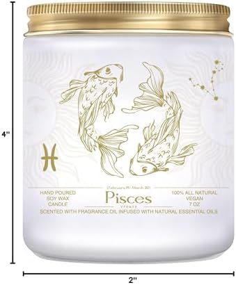 Pisces Zodiac Sign Candles Gift, Zodiac Sign Crystals Candles Jar,Astrology Lavender Scented Soy Stones Candles Best Friends Gifts for Women Men Sister Brother Funny Birthday Gift - Image 8