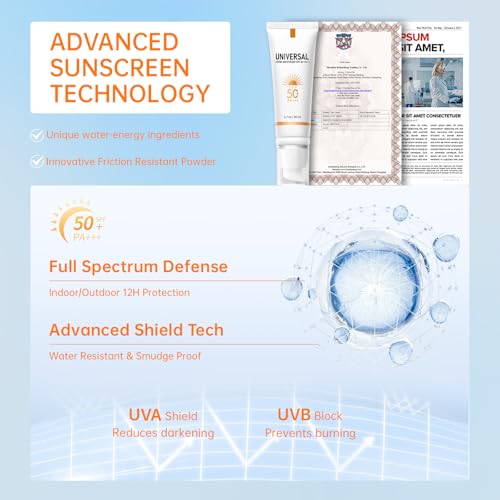 Tinted Sunscreen for Face SPF 50, Tinted Moisturizer with SPF, Sweat Resistant Oil Free with No White Cast, Broad Spectrum UVA/UVB, 1.7oz - Image 6