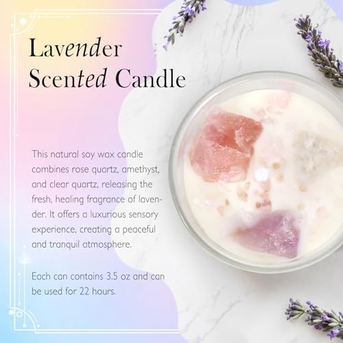 Zodiac Birthday Gifts for Women, Lavender Scented Candles for Women, Soy Candles with Healing Crystals Healing Stones, Spiritual Astrology Gifts Basket (Air-Gemini, Libra, Aquarius) - Image 5