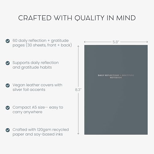 Evening Reflections & Gratitude Journal - Daily Mindfulness & Self-Care Notebook, A5 Lay-Flat Binding, Vegan Leatherette Cover, Bedtime Companion for Positive Intentions - Image 3