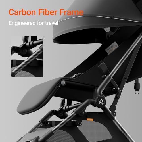 Lightweight Baby Travel Stroller with Carbon Fiber Frame, Compact & Airplane-Friendly, One-Handed Folding Design, 11.6 lbs, Perfect for Toddlers, Jet - Image 3